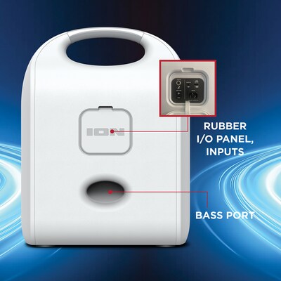 ION Stereo Glow Tone Wireless Bluetooth Portable Speaker with 8-In. Woofer & Lights, Water Resistant, White (GLOWTONEXUS)
