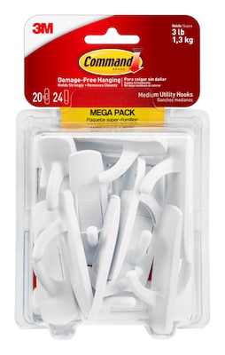 3M Command Plastic Hook, White, Jumbo