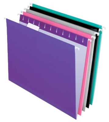 Pendaflex Reinforced Hanging File Folders, 1/5 Tab, Letter Size, Assorted Jeweltone Colors, 25/Box (