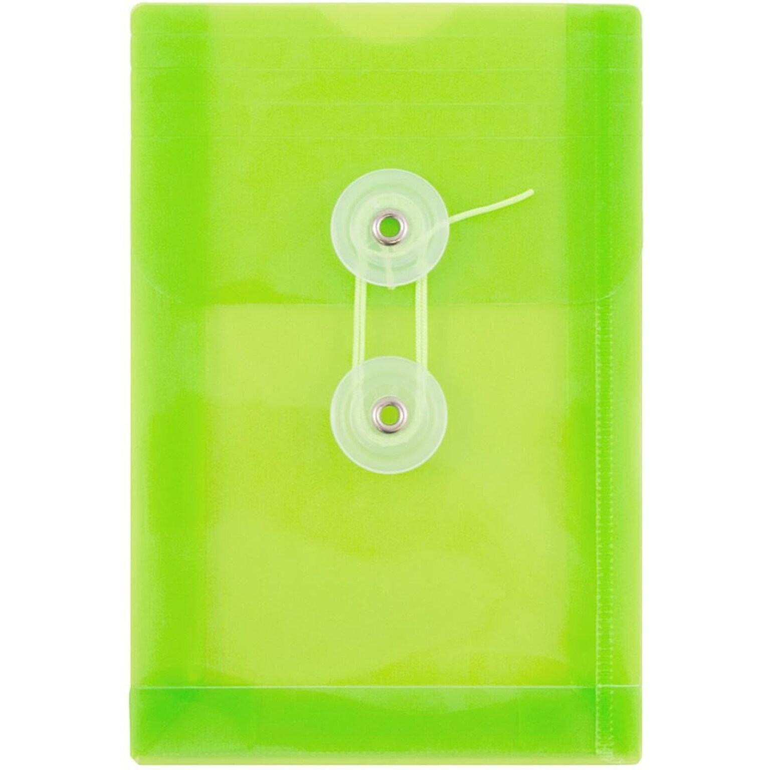 JAM Paper Premium Plastic Filing Envelope with Button & String Closure, 4 1/4 x 6 1/4, Lime Green, 3/Pack (473B1LIX3)