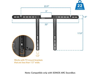 Mount-It! Sonos Arc TV Mounting Soundbar Bracket, 22 lbs. (MI-SB52)