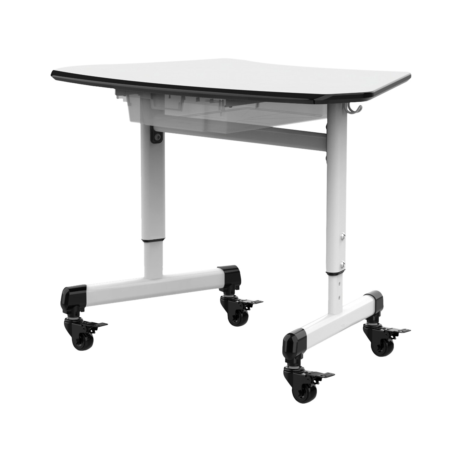 Luxor 29W Height-Adjustable Trapezoid Student Desk with Drawer, White/Black (MBS-DESK)