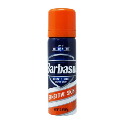 Barbasol Sensitive Skin Shaving Cream, 2 oz Trial Size Bottle, 9 Bottles/Bag, 12 Bags/Carton