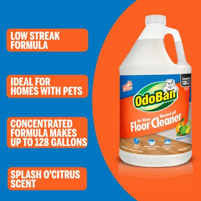 OdoBan Pet Solutions Neutral pH Floor Cleaner Concentrate, Citrus Scent, 1 Gallon (9361B61-G4)