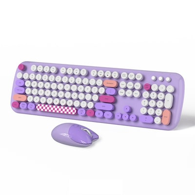 SaharaCase Wireless Ergonomic Keyboard and Laser Mouse Combo, Purple (KB12)