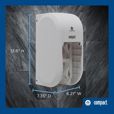 Georgia-Pacific Compact 2-Roll Vertical Coreless Toilet Paper Dispenser, White (56767A)