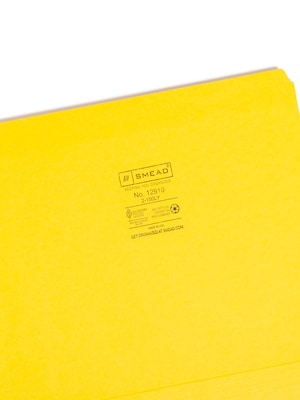 Smead File Folder, Reinforced Straight-Cut Tab, Letter Size, Yellow, 100 per Box (12910)