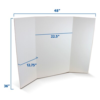 Flipside Tri-Fold Presentation Board, 36" x 48", Corrugated, Bleached White, 24/Carton (30042-24)