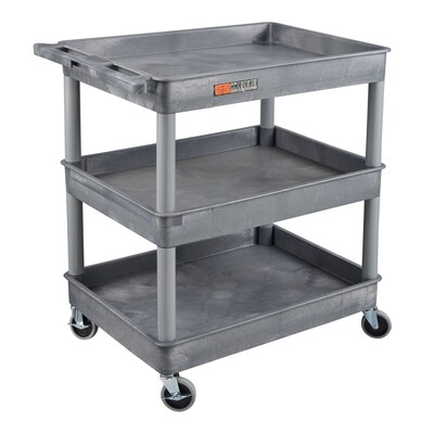 Luxor ENDURA XL 3-Shelf Utility Cart, Gray (TC111-G)