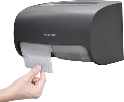 Alpine Industries Side-by-Side Double Roll Toilet Tissue Dispenser, Gray, 2/Pack (452-GRY-2PK)