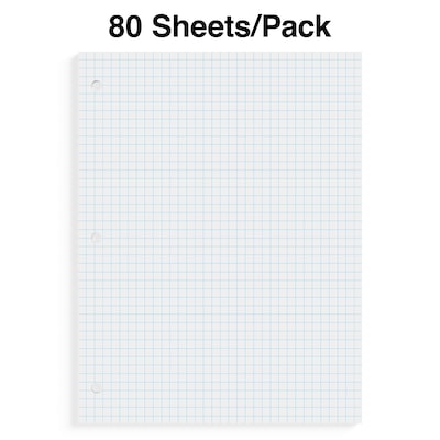 Staples® Graph Ruled Filler Paper, 4 Sq/In, 8" x 10.5", White, 80 Sheets/Pack (ST40476B)