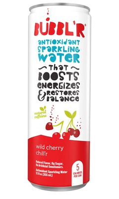 BUBBLR Antioxidant Sparkling Water, Wild Cherry Chillr, 12 oz., 12/Pack (WIC39949)