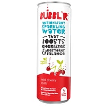 BUBBLR Antioxidant Sparkling Water, Wild Cherry Chillr, 12 oz., 12/Pack (WIC39949)