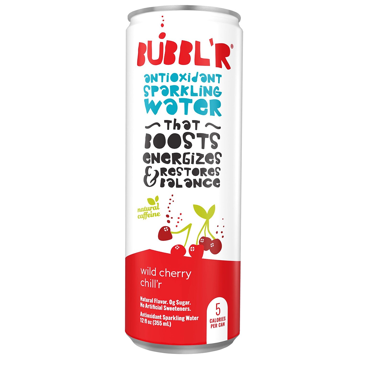 BUBBLR Antioxidant Sparkling Water, Wild Cherry Chillr, 12 oz., 12/Pack (WIC39949)