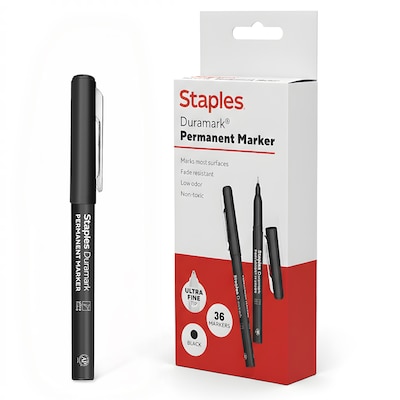 Staples Duramark Permanent Marker, Ultra Fine Tip, Black, 36/Pack (ST62948)