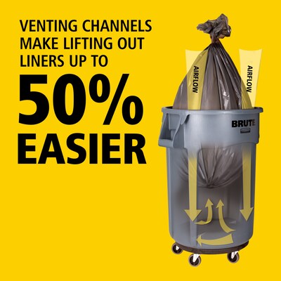 Rubbermaid Round Brute Trash Can Container w/Venting Channels, Yellow, 44 gallon