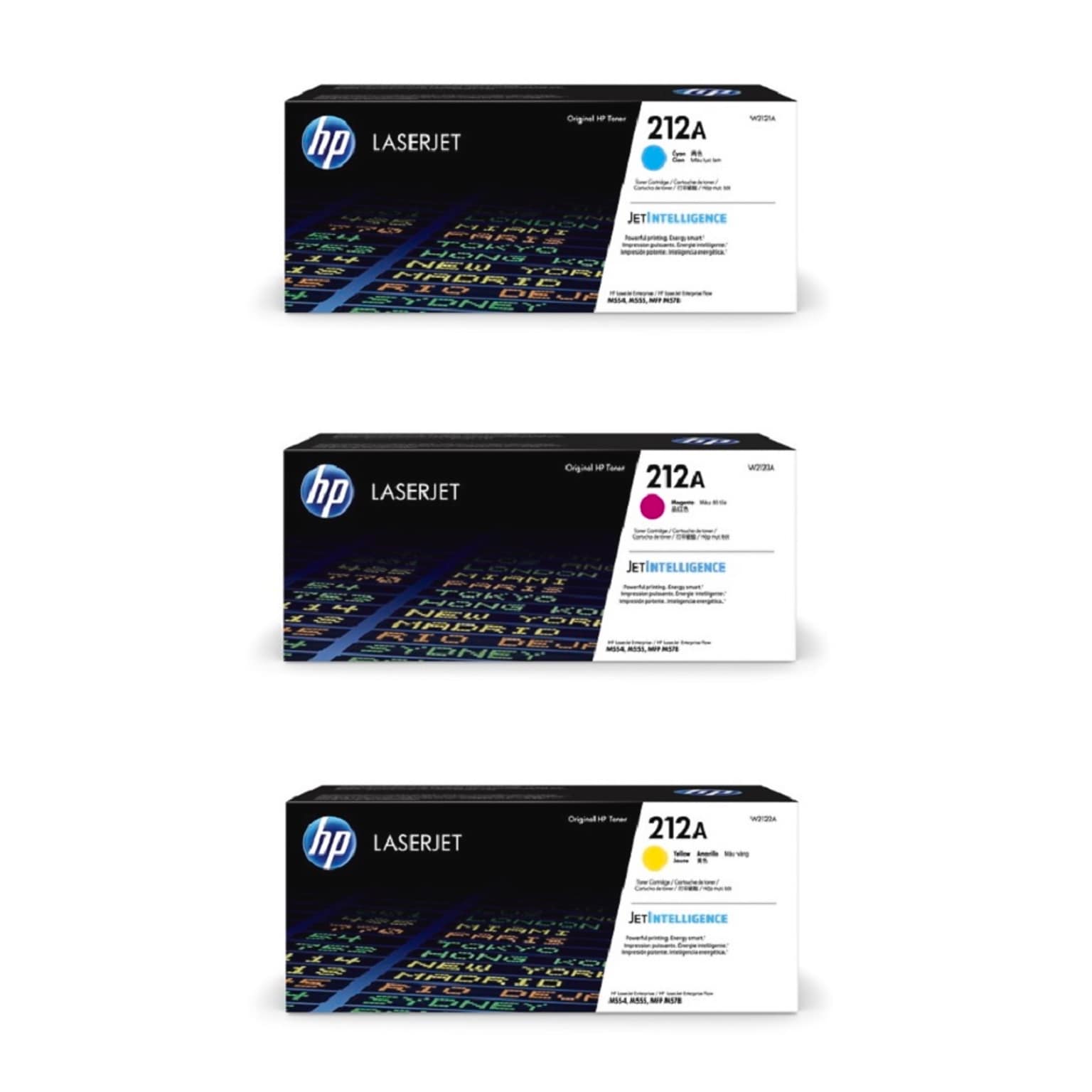 HP 212A Cyan/Magenta/Yellow Standard Yield Toner Cartridge Set, 3/Pack