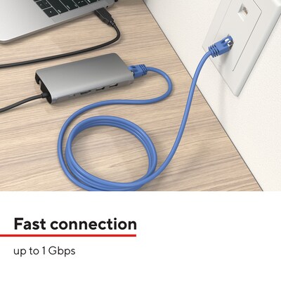 Staples TECH 50' Cat-6 Ethernet Cable, Male to Male, Blue (ST62450)
