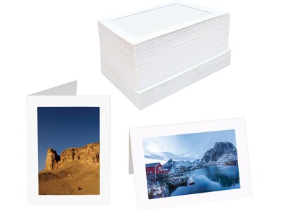 Better Office Photo Frame Note Cards with Envelopes, 4.75 x 6.8, White, 50/Pack (64600-50PK)