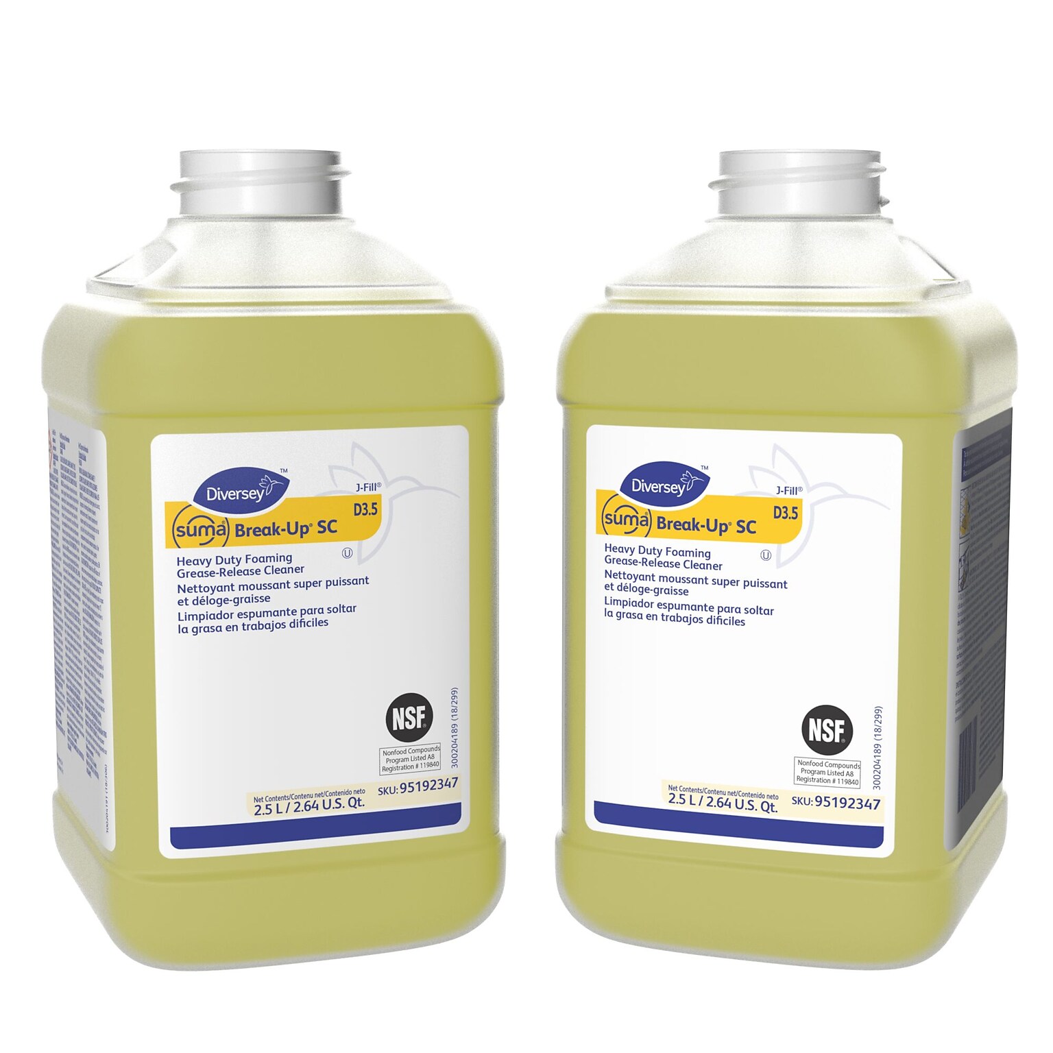 SUMA Break Up SC Multipurpose Cleaner for Diversey J-Fill, Surfactant, 2.5 L / 2.64 U.S. Qt., 2/Carton (95192347)