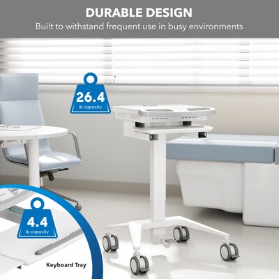 Mount-It! MedHub Mobile Medical Cart Workstation with Locking Caster Wheels, White/Grey (MI-16003)