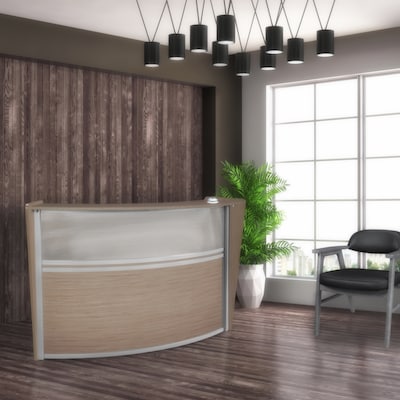 Regency Marque 72W Curved Plexi Single-Unit Reception Desk, Noble Oak (77310NO)