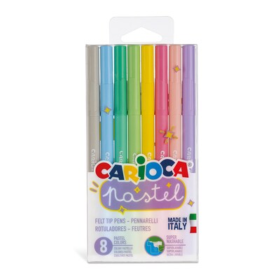 Carioca Pastel Felt Pens, Conical Tip, Assorted Colors, 8/Pack, 2/Bundle (CRA43032-2)