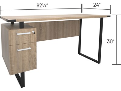 Safco Mirella SOHO 62"W Desk with Built-In Pedestal, Sand Dune (5513SDD)