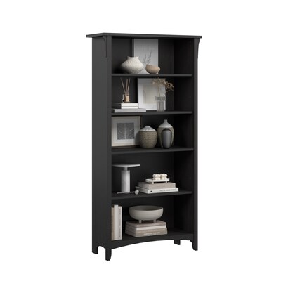 Bush Furniture Salinas 63H 5-Shelf Bookcase with Adjustable Shelves, Vintage Black Laminated Wood (SAB132VB-03)