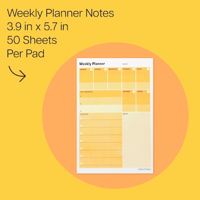 Post-it Weekly Planner Notes, 3.9 x 5.7, 50 Sheets/Pad, 24 Pads/Pack (660-24CP-WP)