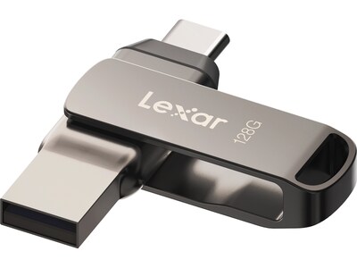 Lexar JumpDrive D400 Dual 128GB USB 3.1 Flash Drive, Titanium (LJDD400-128GBNU)