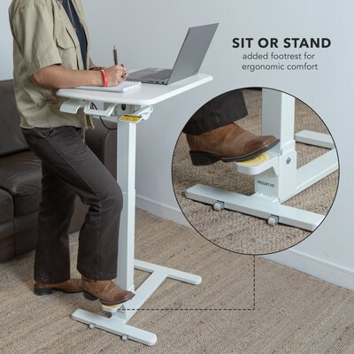Mount-It! Foldable Rolling Overbed Table, 26.75"W, White (MI-8046)