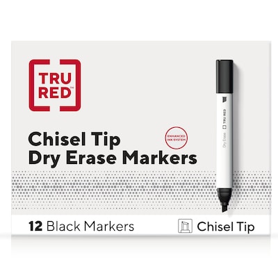 TRU RED™ Tank Dry Erase Markers, Chisel Tip, Black, 12/Pack (TR61440-CC)