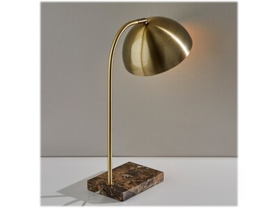 Adesso Paxton Incandescent Desk Lamp, 18", Antique Brass/Brown Marble (3478-21)