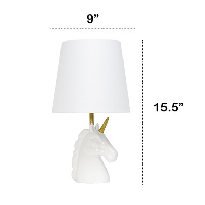 Creekwood Home Whimsilux 15.5" LED Table Lamp, White/Gold Glitter (CWT-2023-WH)