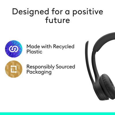 Logitech Zone 305 Wireless Noise Canceling Bluetooth Stereo Headset, USB-C, MS Certified (981-001452)
