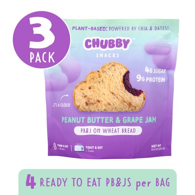 Chubby Snacks Peanut Butter & Grape Jam Sandwich, 10.6 oz, 12/Pack (600-04136)
