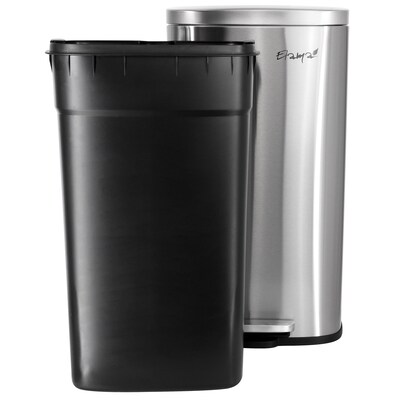 Elama 2 Piece Stainless Steel Indoor Trash Can with Slow Close Lid, 16 Gallon, Silver (938121376M)