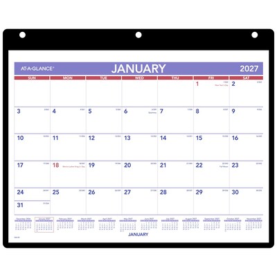 2027 AT-A-GLANCE 11 x 8 Monthly Wet Erase Desk or Wall Calendar, White/Purple (SK8-00-27)