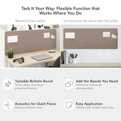 Bush Business Furniture Hustle 17"H x 58"W Tackboard for 60" Cubicle Desk, Warm Beige (HUP158WB-03)