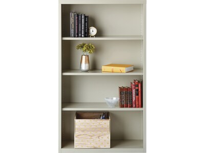 Hirsh HL8000 Series 60"H 4-Shelf Bookcase with Adjustable Shelves, Light Gray Steel (21994)