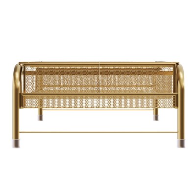 Martha Stewart Ryder 13"W Iron Mesh Rectangular Desktop Monitor Stand Riser, Gold (HHOHD04GLD)