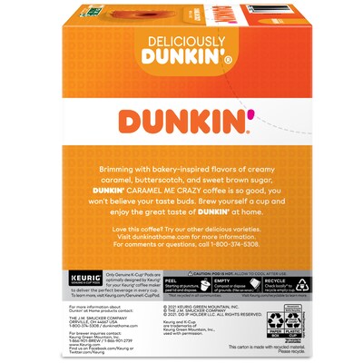 Dunkin' Caramel Me Crazy Coffee Keurig® K-Cup® Pods, Medium Roast, 22/Box (5000364900)