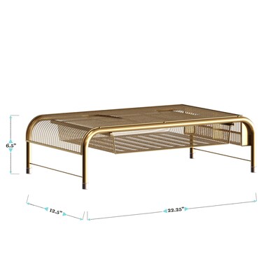 Martha Stewart Ryder 13"W Iron Mesh Rectangular Desktop Monitor Stand Riser, Gold (HHOHD04GLD)