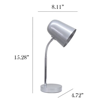 Simple Designs Sleek Essentials LED Desk Lamp, 15.28", Silver (LD1075-SLV)