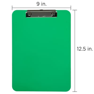 JAM Paper Plastic Clipboard, Letter Size, Green, 12/Pack (340926880AZ)