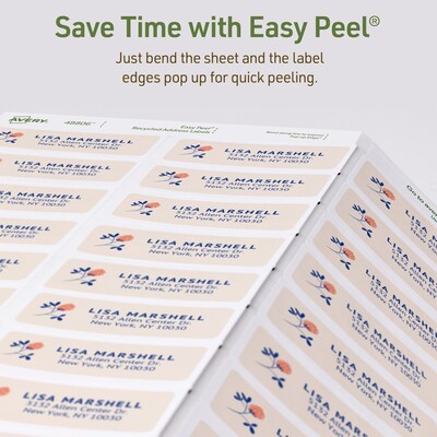 Avery EcoFriendly Laser/Inkjet Address Labels, 2/3" x 1-3/4", Matte White, 600 Labels/Pack (48806)