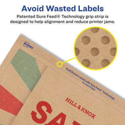 Avery Laser/Inkjet Rectangle Multipurpose Labels, 5" x 7", Kraft Brown, 200 Labels/Box (94258)