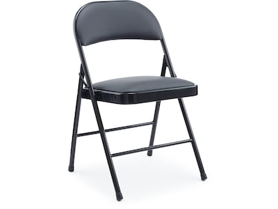 Quill Brand® Luxura Faux Leather Folding Chair, Black, 4/Pack (51504)
