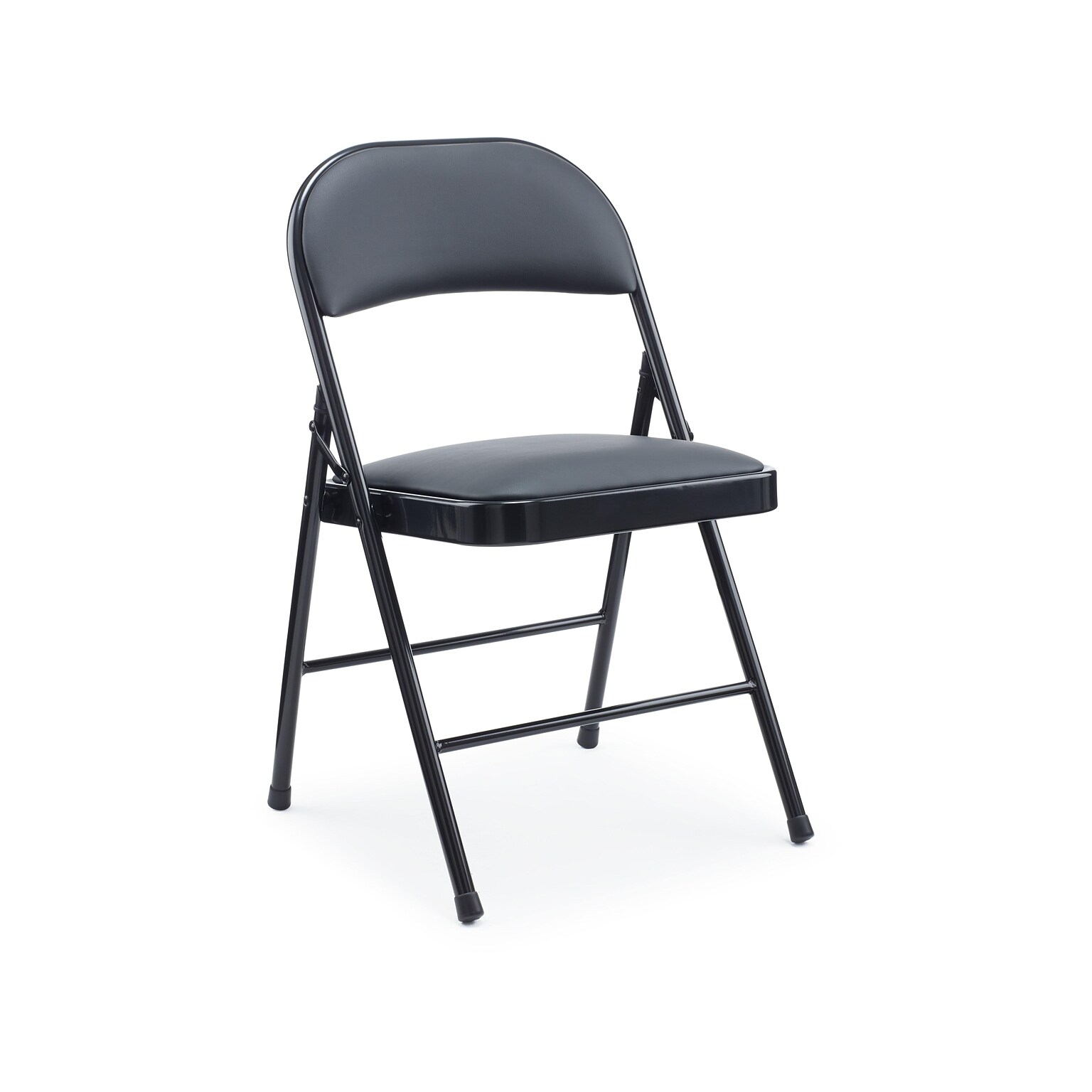 Quill Brand® Luxura Faux Leather Folding Chair, Black, 4/Pack (51504)